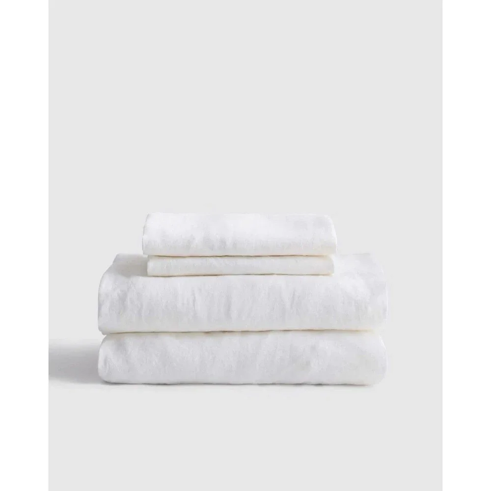 Quince European Linen Sheet Set King White 100% Flax Linen NWT $204 Retail
